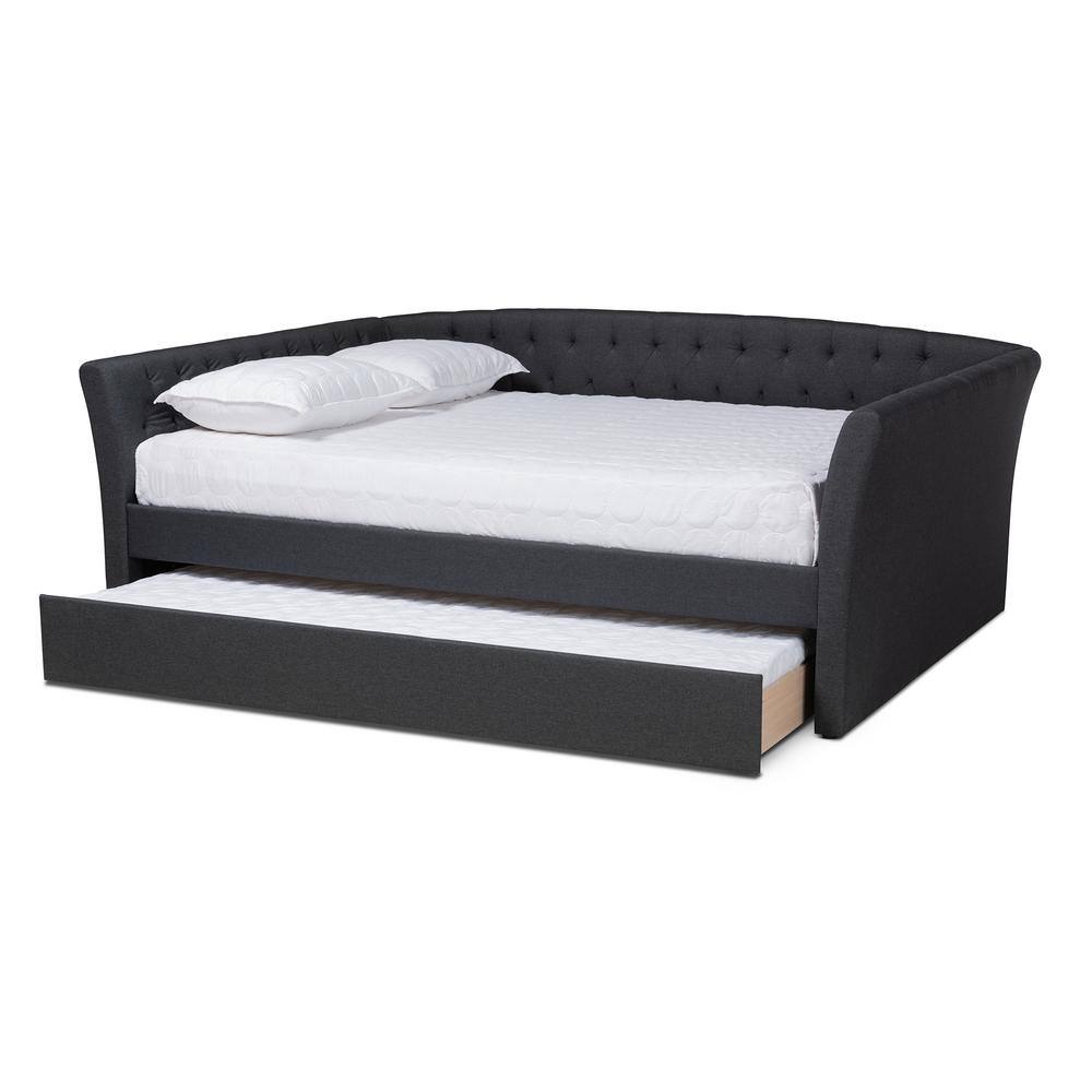 Baxton Studio Delora Dark Gray Queen Trundle Daybed 158 9666 HD