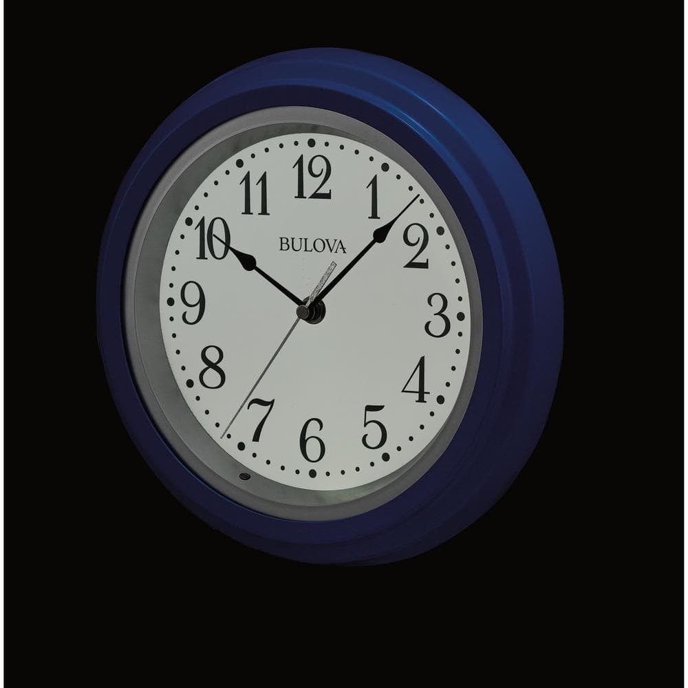 Blue and Silver Glass Round Silent Wall Clock