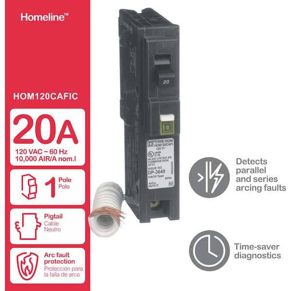 Homeline 20 Amp Single-Pole Dual Function (CAFCI and GFCI) Circuit Breaker