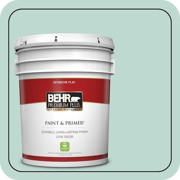 BEHR PREMIUM PLUS 5 gal. #M440-2 Serene Breeze Flat Low Odor Interior Paint & Primer