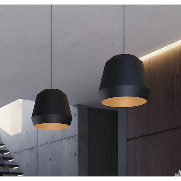 Bronx Black Pendant Light with Metal Shade