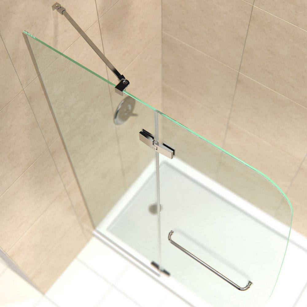Aqua Ultra Frameless Clear Glass Shower Kit with Brushed Nickel Hardware