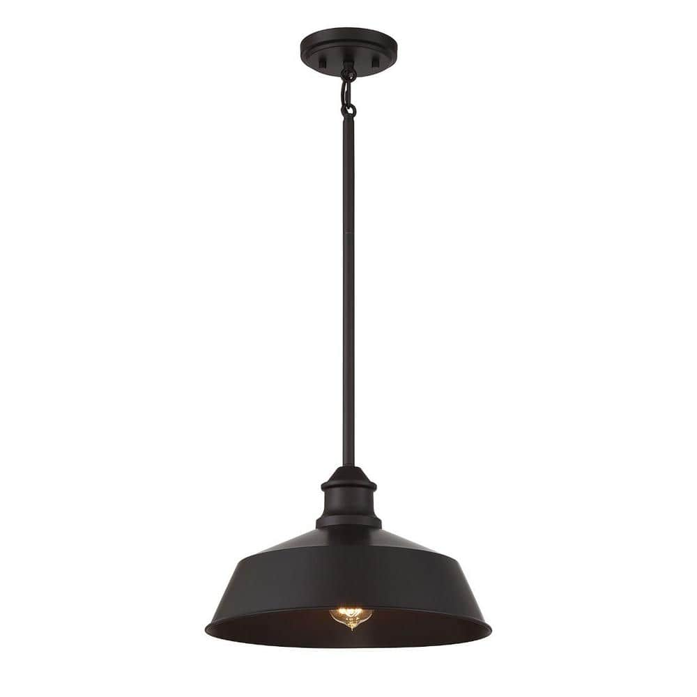 14 in. W x 8 in. H 1-Light Oil Rubbed Bronze Pendant Light with Metal Shade -  Savoy House, M7021ORB