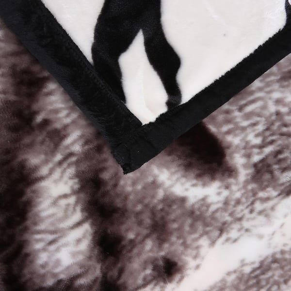 JML Black, White Tiger 75 x 87 Reversible Printed Fleece