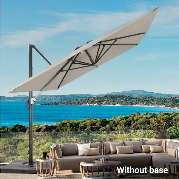 11.5 x 9 ft. Aluminum Pole Rectangular Cantilever Umbrella Solution-Dyed Fabric Patio Umbrella in Gray