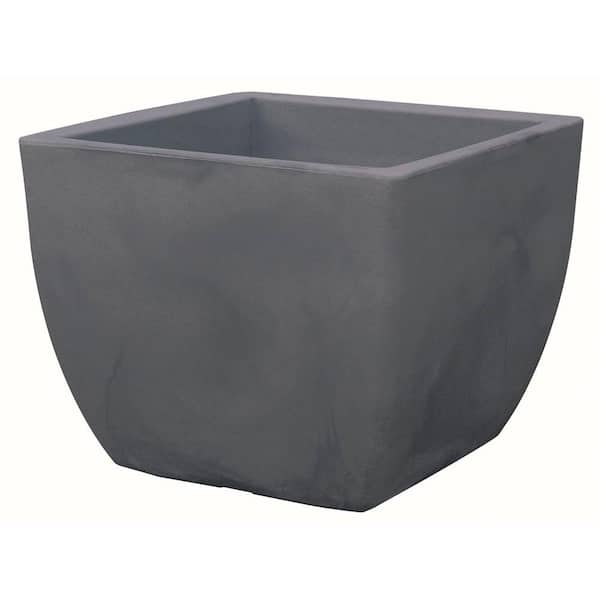 Marchioro 11.75 in. Dia Slate Curved Plastic Sides Planter Pot