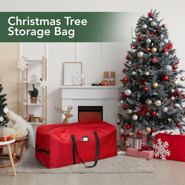 7.5 ft. Red Christmas Tree Storage Bag Waterproof Heavy Duty Holiday Organizer with Zipper