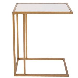 Modern 24 in. Gold High C-Top Marble End Table