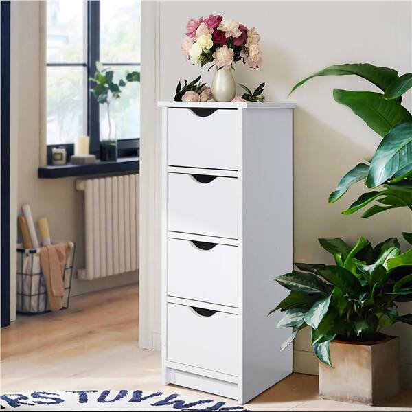 Homy Casa Borrego White 32.3 in H Free-Standing Wooden Storage Cabinet Storage Organizer with 4 -Drawers