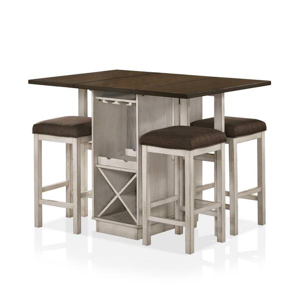 Furniture of America Tryste 5-Piece Rectangle Wood Top Dark Furniture of America Tryste 5-Piece Rectangle Wood Top Dark
