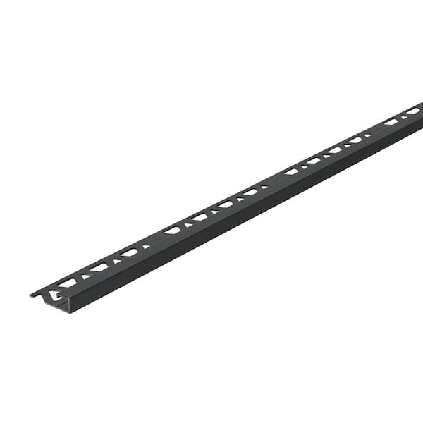 Matte Black Powder Coated 1.38 in. W x 96 in. L Aluminum 3/8 in. Bullnose-Square Trim