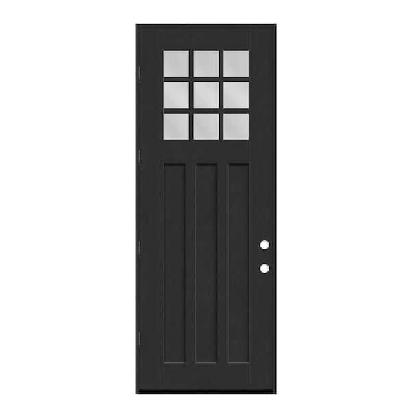 Regency 36 in. x 96 in. 1/4 9L-SDL Clear Glass RHOS Onyx Fiberglass Prehung Front Door with 6-9/16 Jamb