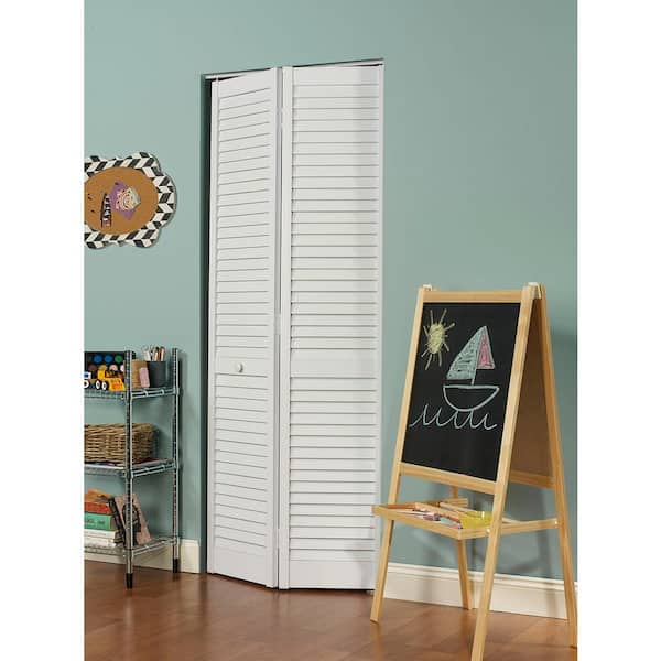 Pinecroft 60 in. x 80 in. Seabrooke Louver/Louver White Hollow
