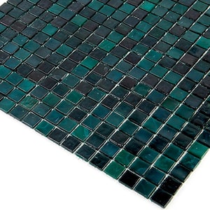 Skosh Glossy Bottle Green 11.6 in. x 11.6 in. Glass Mosaic Wall and Floor Tile (18.69 sq. ft./case) (20-pack)