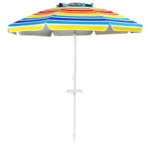 7.2 ft. Portable Outdoor Beach Umbrella with Sand Anchor and Tilt Mechanism in Multi-Color