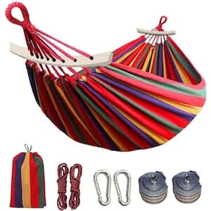 8.5 ft. 2 Person Cotton Canvas Hammock 450lbs Portable Camping Hammock with Carrying Bag( Red)
