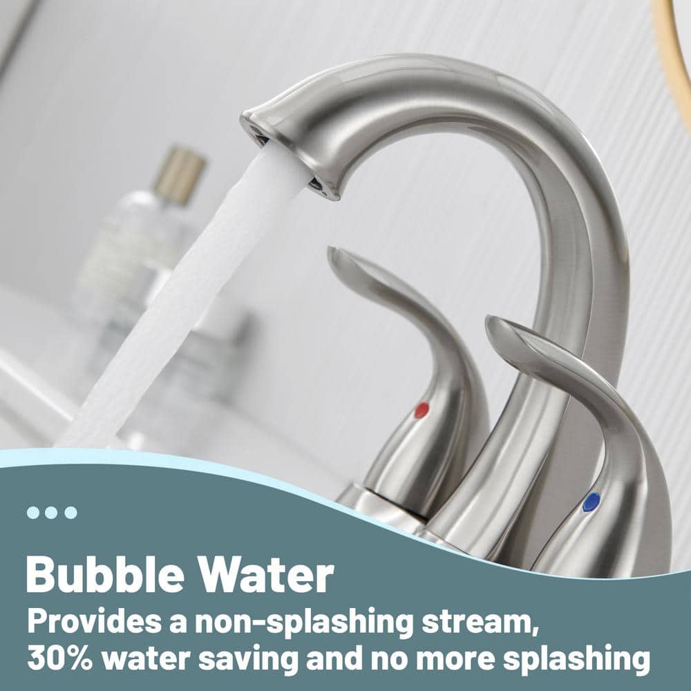 Brushed Nickel 2-Handle Centerset Bathroom Faucet with Pop-Up Drain