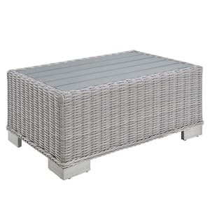 Conway 32 in. Wicker Outdoor Coffee Table in Light Gray
