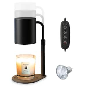 9.4 in. Black Metal Candle Melting Lamp plus Table Lamp in 1 with Dimmable Table Lamp, Height Adjustable