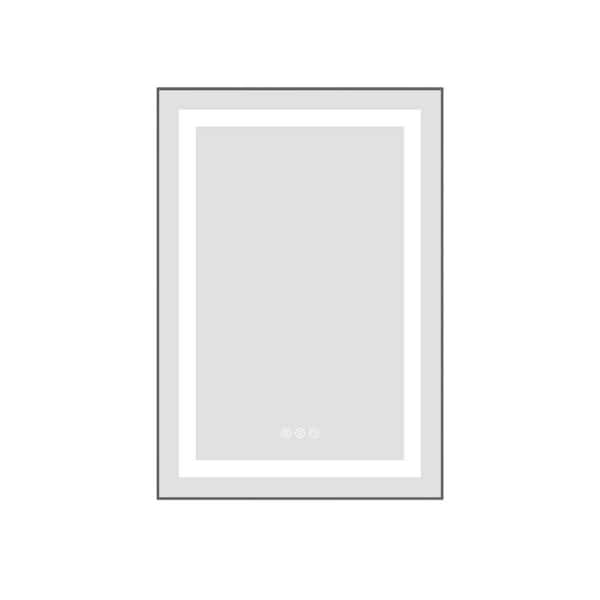 30 in. W x 20 in. H Rectangular Aluminum Frameless LED Anti-Fog Dimmable Wall Mount Bathroom Vanity Mirror in Gun Ash