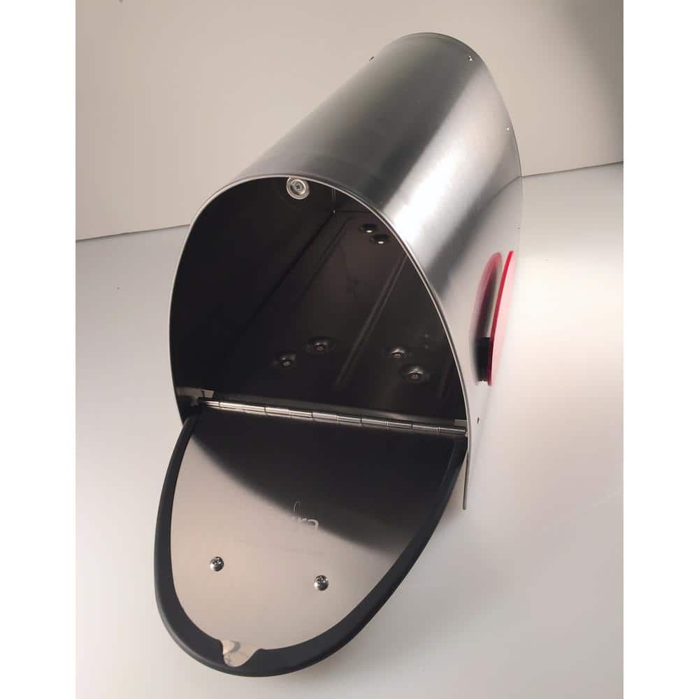 Medium Stainless Steel Modern Post Mounted Mailbox