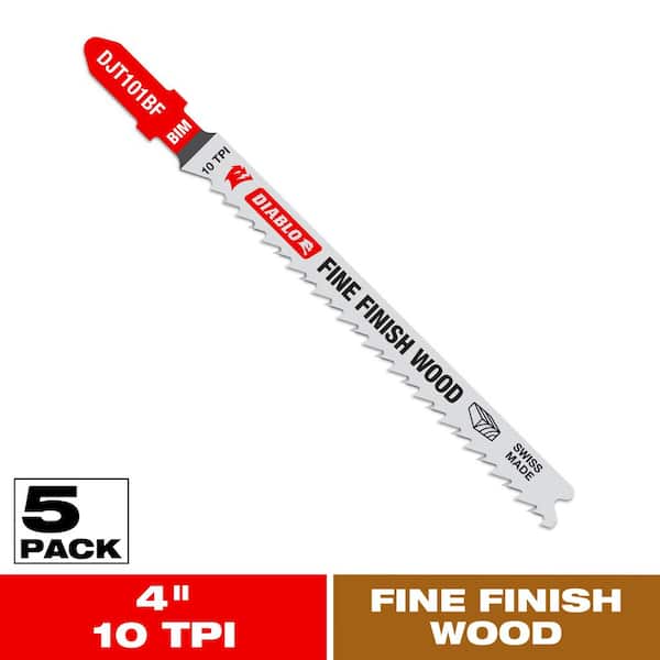 DIABLO 4 in. x 10 TPI Fine Finish Bi-Metal Jigsaw Blade (5-Pack)