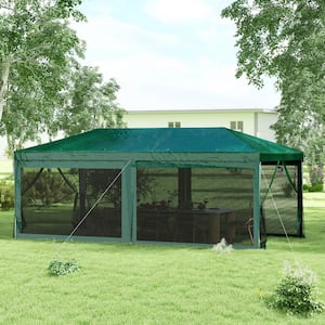 10 ft. x 20 ft. Green Party Tent Outdoor Wedding Canopy Gazebo with 6 Removable Sidewalls