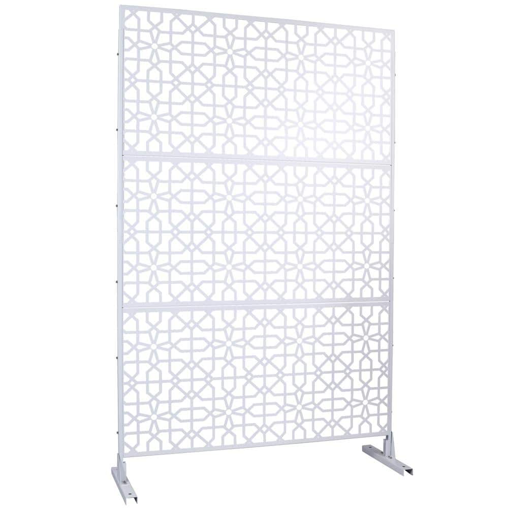 76 in. H x 48 in. W Metal Freestanding White Decorative Panel with Hollow L