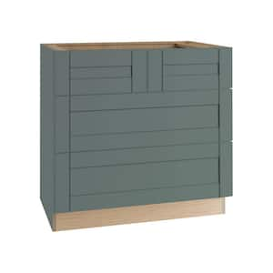 Washington 36 in. W x 24 in. D x 34.5 in. H Assembled Plywood Base Drawer Kitchen Cabinet in Green with Soft Close