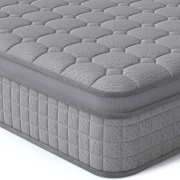 Original Hybrid Series Full Medium Memory Foam Euro Top 10 in. Grey Mattress