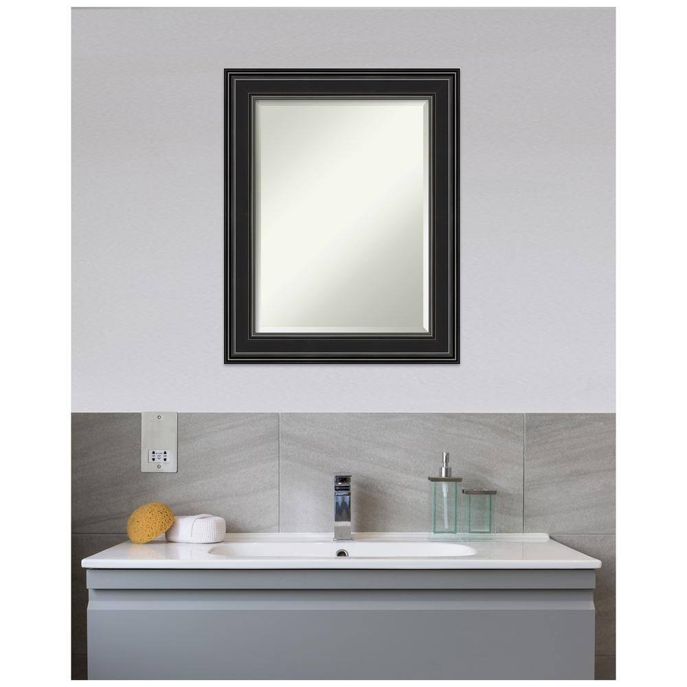 Ridge Black Silver-Edged 29.75" x 23.75" Rectangular Polystyrene Framed Wall Mirror