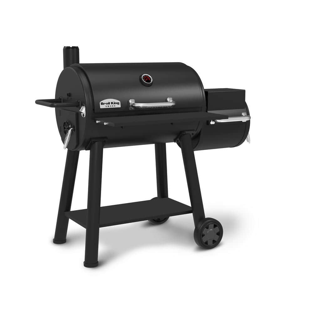 Broil King Regal Charcoal Offset 500 Charcoal Grill and Offset Smoker in Black