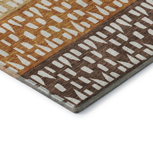 Mayfield Premium Machine Washable Abstract AMF964 Coffee 1 ft. 8 in. x 2 ft. 6 in. Area Rug