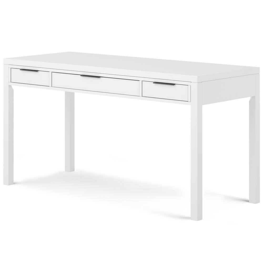 Hollander 60" White Solid Wood Desk with Drawers and Keyboard Tray