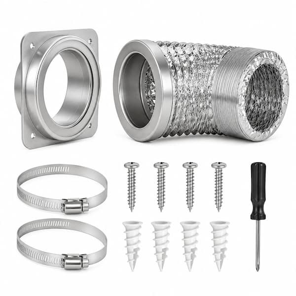 Magnetic Dryer Vent Kit for 4 Inch Dryer Quick Connect Space Saving 3.3FT Hose Airtight Seal Wall Connector
