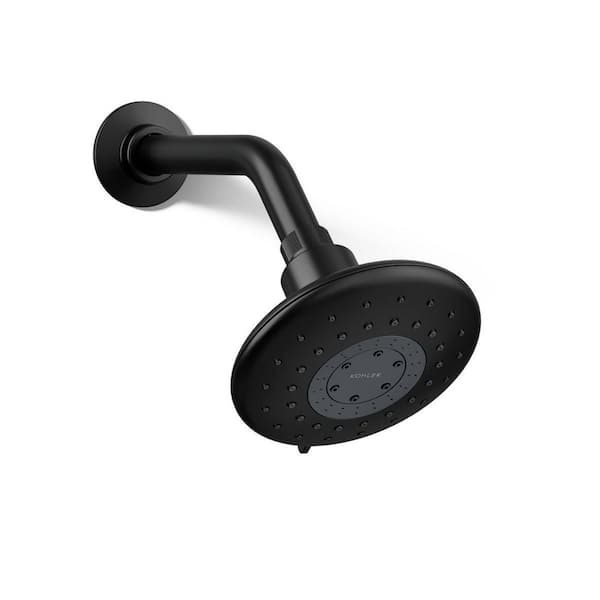 KOHLER Daisyfield 6-Spray Patterns 1.75 GPM 4.9375 in. Wall Mount Fixed Shower Head in Matte Black
