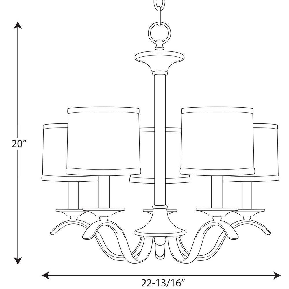 Brushed Nickel 5-Light Chandelier with Off-White Drum Shades