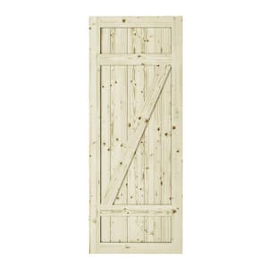 37 in. x 84 in. Country Z-Brace Unfinished Knotty Pine Interior Barn Door Slab
