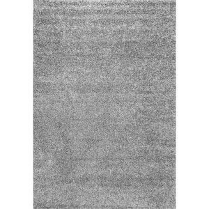 Arden Homely Shag Gray Doormat 3 ft. x 5 ft. Area Rug