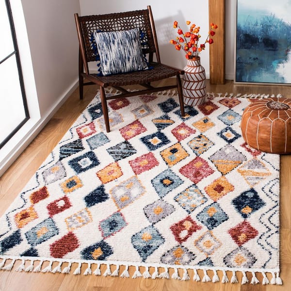 Morocco 3 ft. x 4 ft. Ivory/Multi Geometric Tribal Area Rug