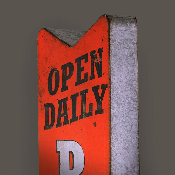 Open Daily Bar Metal Arrow Vintage Marquee LED Sign