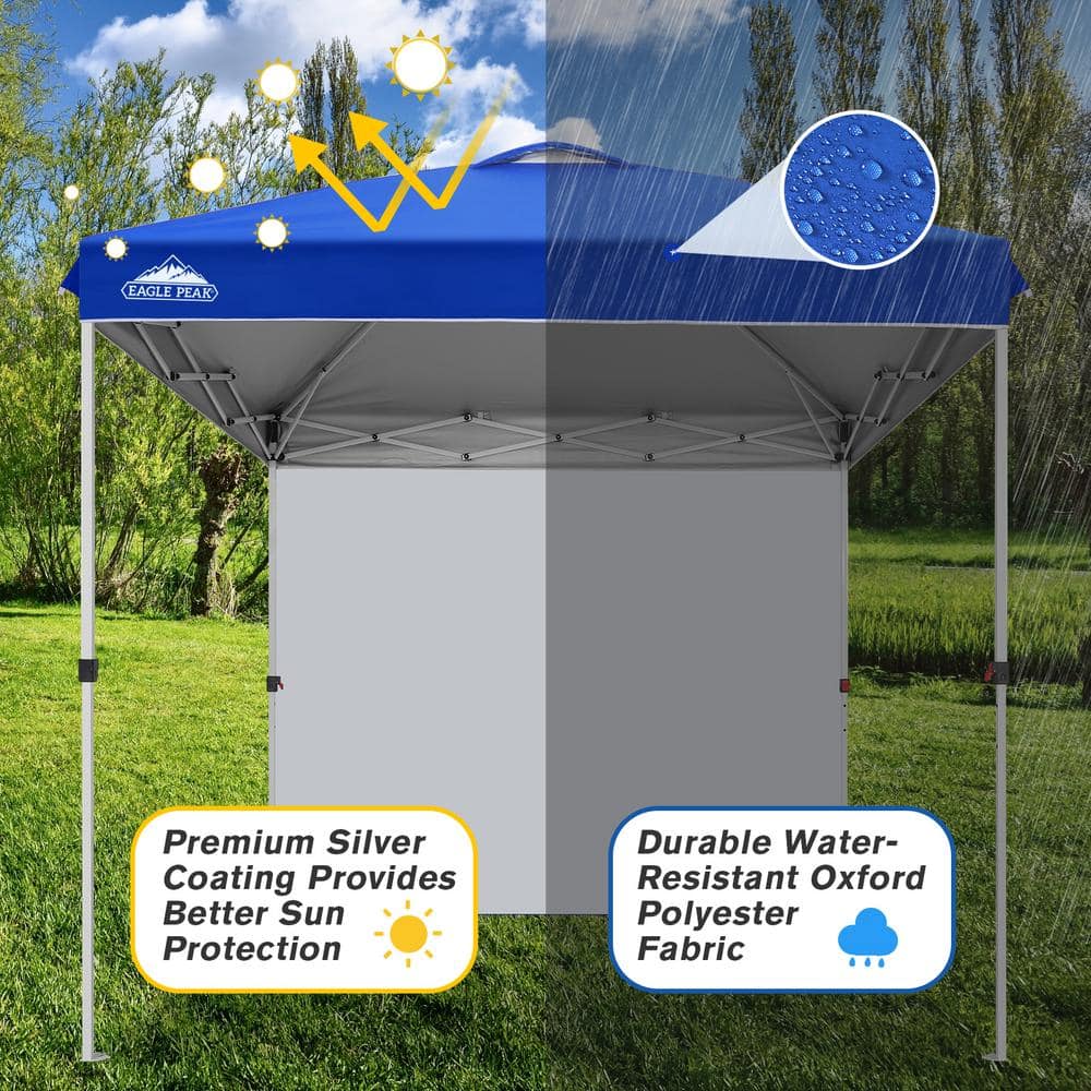 Blue 8x8 ft Steel Pop-Up Canopy Tent with Sidewall