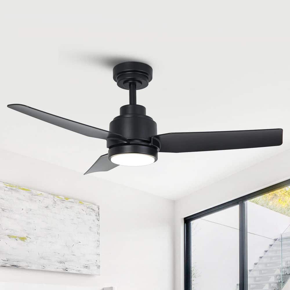 42 in. Indoor Integrated LED Matte Black Dimmable Ceiling Fan with Light DC Motor and Remote Control price history on PriceWatchPro