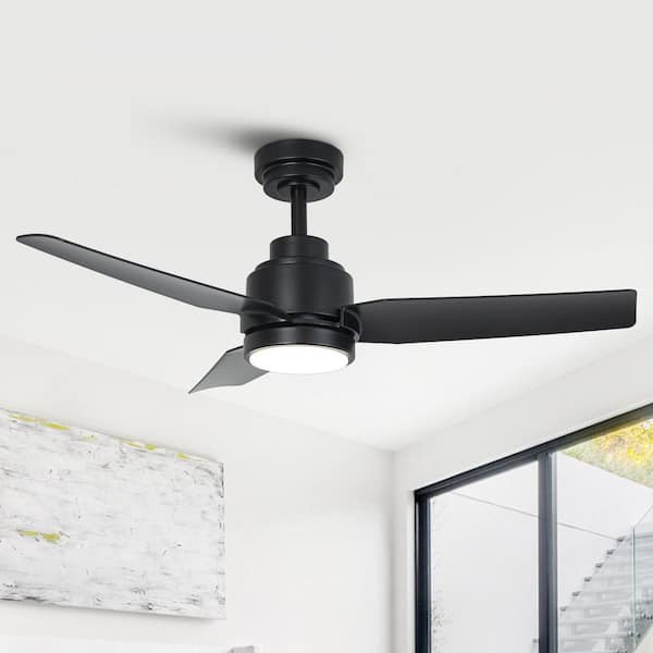 42 in. Indoor Integrated LED Matte Black Dimmable Ceiling Fan with Light DC Motor and Remote Control
