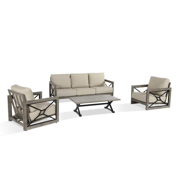 Marindo 4-Piece Aluminum Outdoor Conversation Set with Echo Dune Sunbrella Cushions