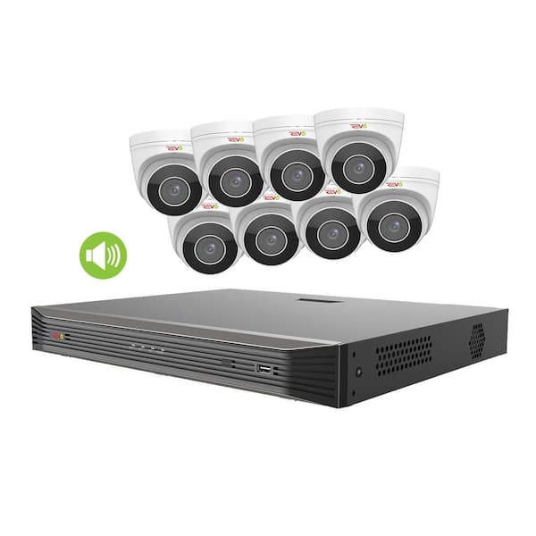 Revo Ultra HD Commercial Grade Audio Capable 16-Channel 4TB NVR Surveillance System with 8 4K Cameras and True WDR
