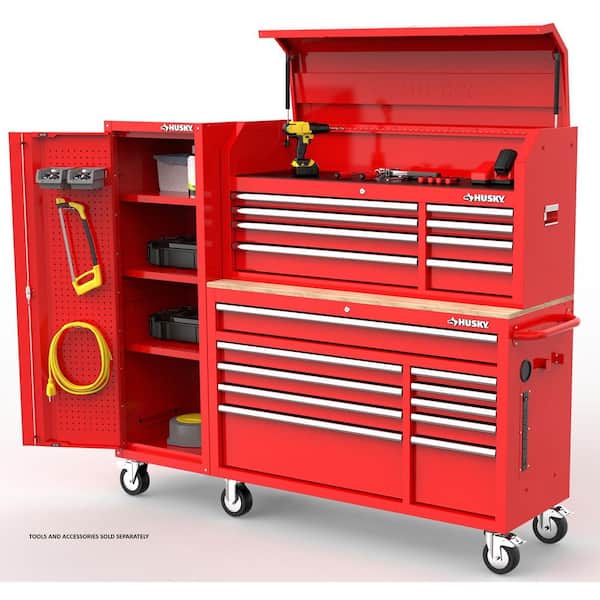 Husky Modular Tool Storage 72 in. W Red Mobile Workbench Cabinet with  8-Drawer Top Chest and 20 in. Side Locker H52MODSUITE3RED - The Home Depot