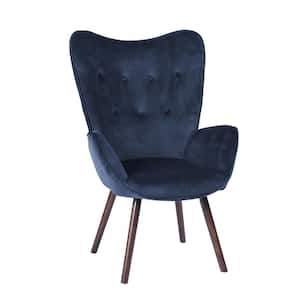 Kas Blue Velvet Tufted Arm Chair