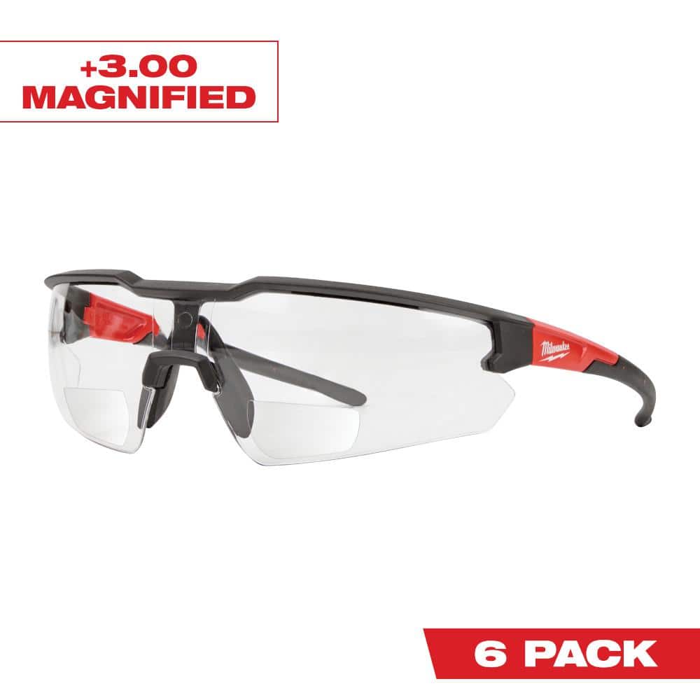 Bifocal Safety Glasses with +3.00 Magnified Clear Anti-Scratch Lenses (6-Pack) price history on PriceWatchPro