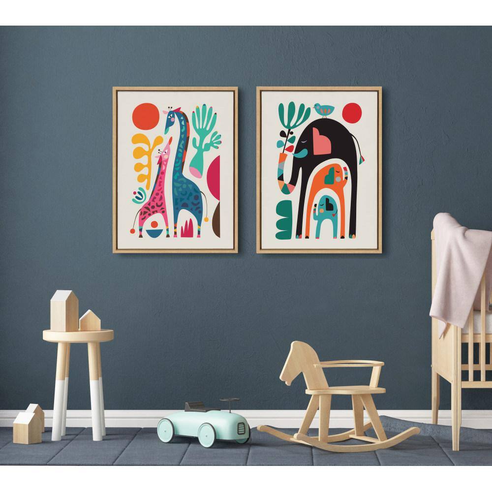 Colorful Abstract Elephant Canvas Print for Kids Nursery